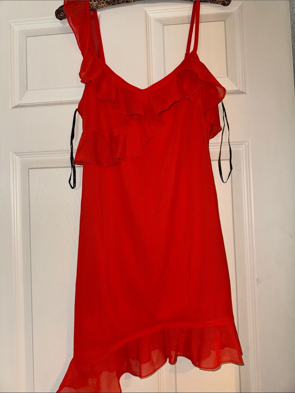 Forever 21 Red Ruffle Mini Dress with Spaghetti Straps